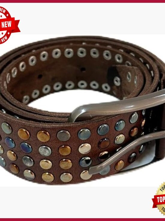 Studded Genuine Leather Belt – Adjustable Rock Style Unisex